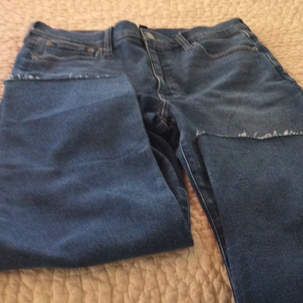 Blue Straight Leg Jeans Distressed Details J Crew factory size 30 new wo tags